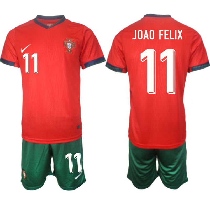 Men 2024-2025 Season Portugal home red #11 Soccer Jersey->customized soccer jersey->Custom Jersey